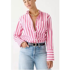 J Crew Garçon shirt in bold stripe cotton poplin Pink Stripe Button Down